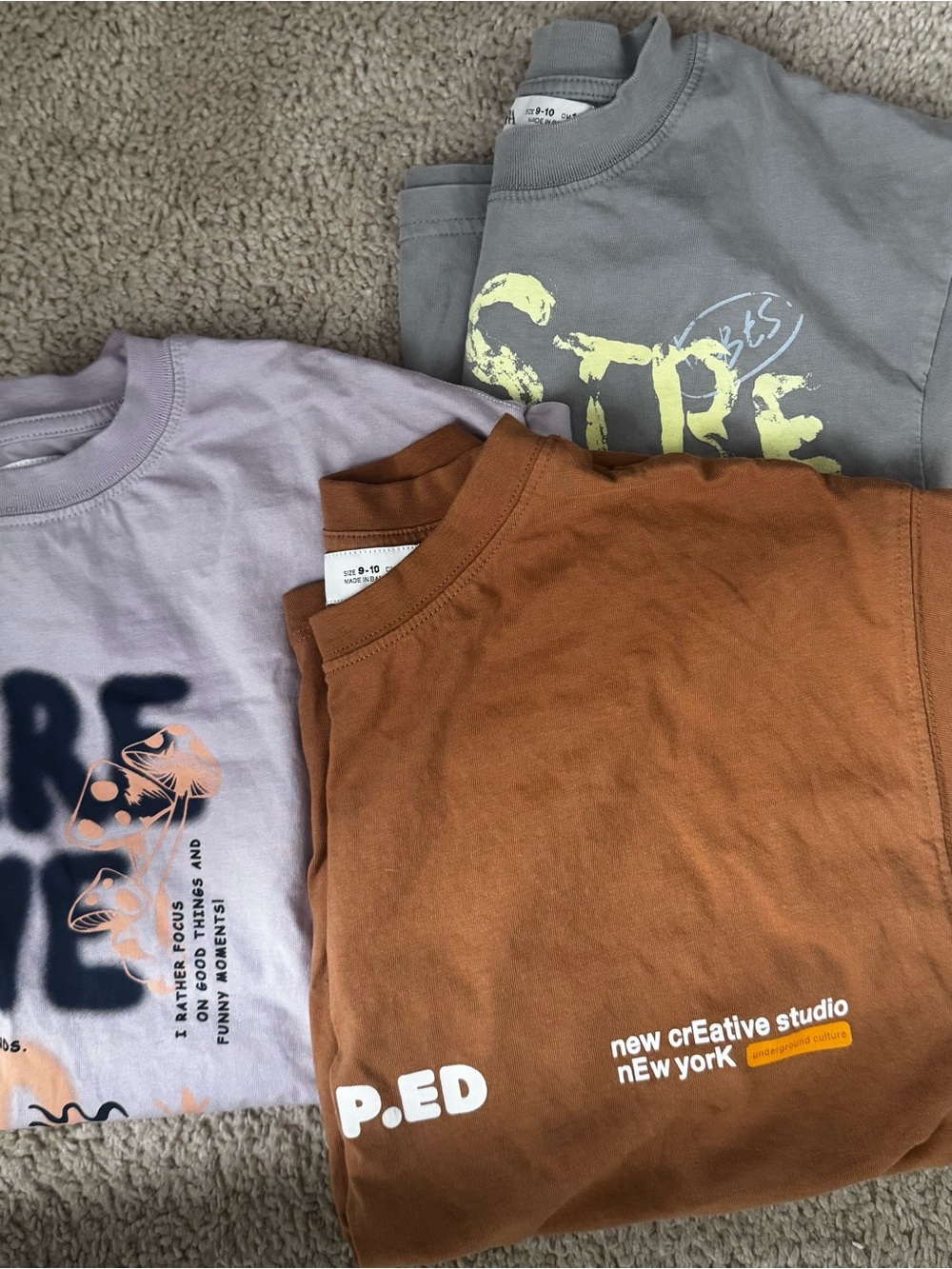 Zara Brown, Gray & Lavender Kids Graphic Tees - 3 Pack